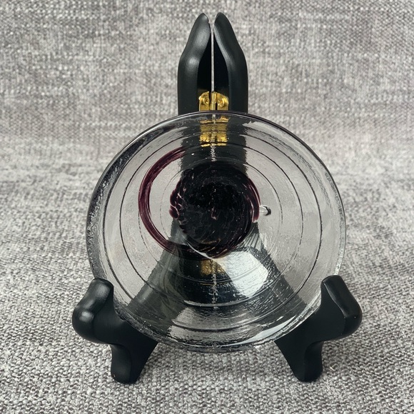 Purple Swirl Art Glass Bowl Handmade Artisan Made Textured - Picture 8 of 15